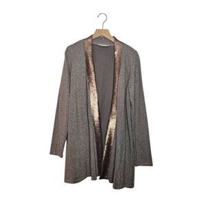 Soft Surroundings Open Front Cardigan Sweater Sequin Metallic Size Medium Petite